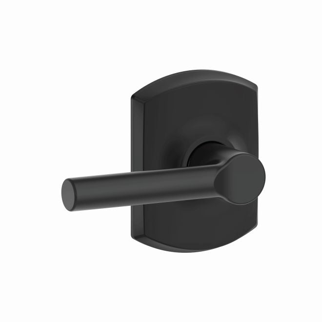 Schlage Broadway Passage Lever With Greenwich Rosette in Flat Black finish