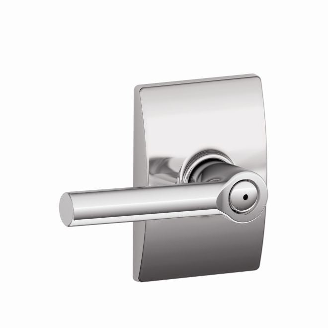 Schlage Broadway Privacy Lever With Century Rosette in Bright Chrome finish