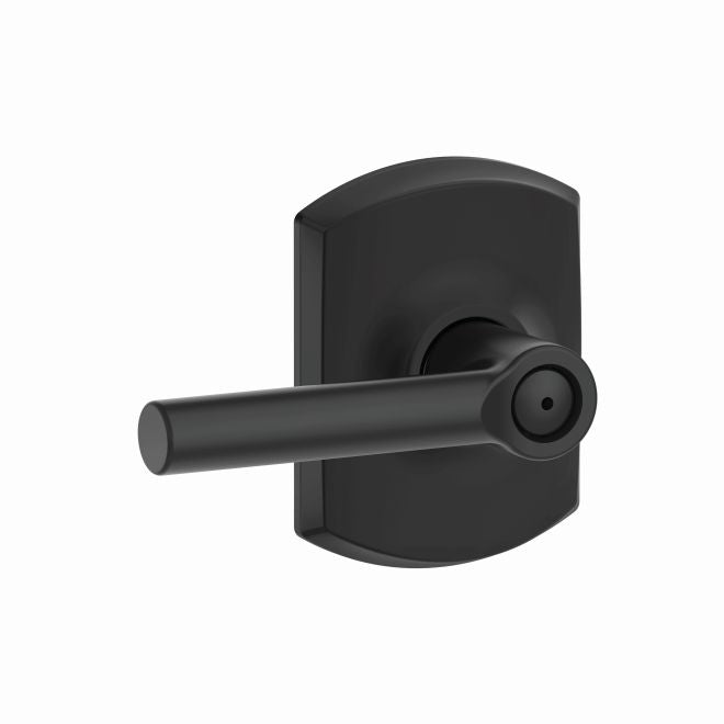 Schlage Broadway Privacy Lever With Greenwich Rosette in Flat Black finish