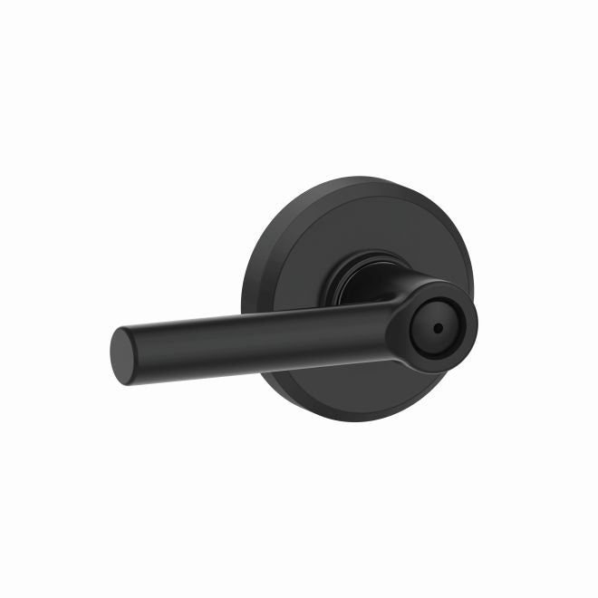 Schlage Broadway Privacy Lever With Greyson Rosette in Flat Black finish