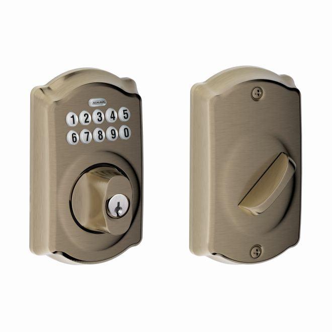 Schlage Camelot Electronic Keypad Deadbolt in Antique Pewter finish