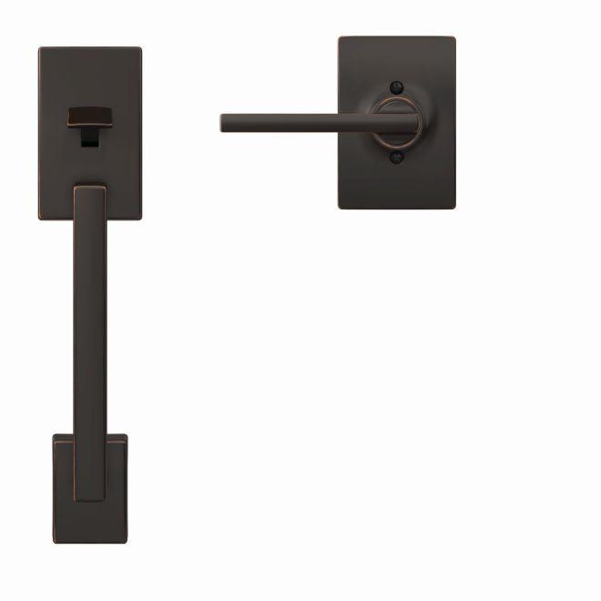 Schlage Century Bottom Half Handleset With Latitude Lever With Century Rosette in Aged Bronze finish