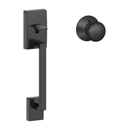 Schlage Century Bottom Half Handleset With Plymouth Knob in Flat Black finish