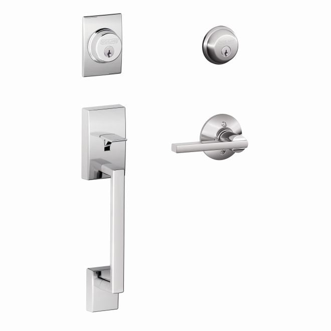 Schlage Century Double Cylinder Handleset With Latitude Lever in Bright Chrome finish