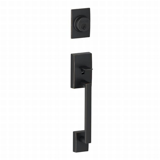 Schlage Century Dummy Exterior Handleset Only - Interior Trim Sold Separately in Aged Bronze finish