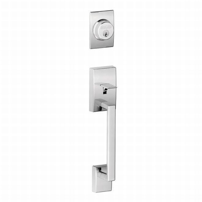 Schlage Century Dummy Exterior Handleset Only - Interior Trim Sold Separately in Bright Chrome finish