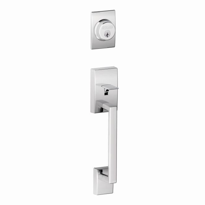 Schlage Century Single Cylinder Exterior Active Handleset Only - Interior Trim Sold Separately in Bright Chrome finish