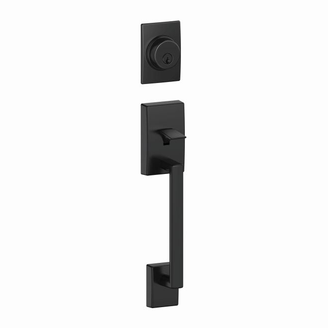 Schlage Century Single Cylinder Exterior Active Handleset Only - Interior Trim Sold Separately in Flat Black finish