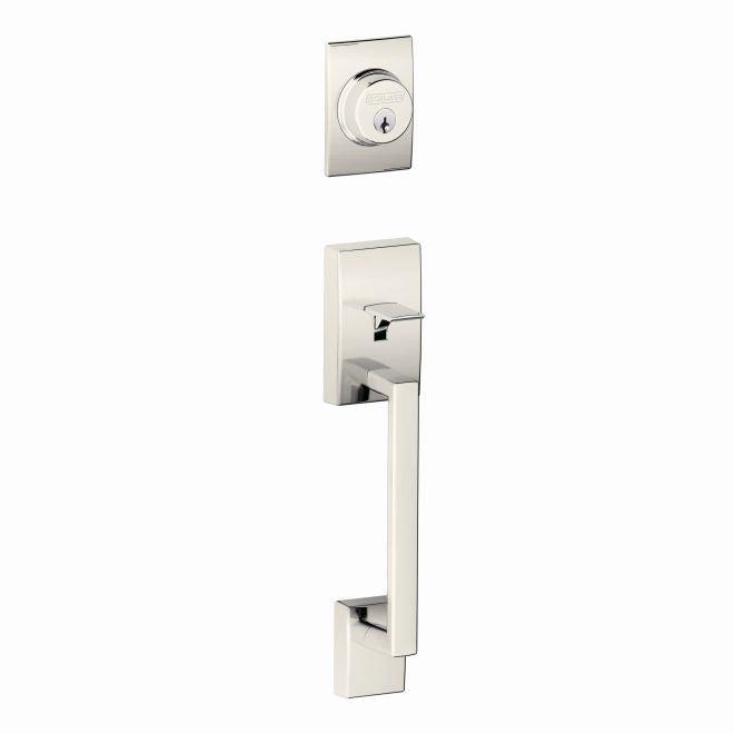 Schlage Century Single Cylinder Exterior Active Handleset Only - Interior Trim Sold Separately in Polished Nickel finish