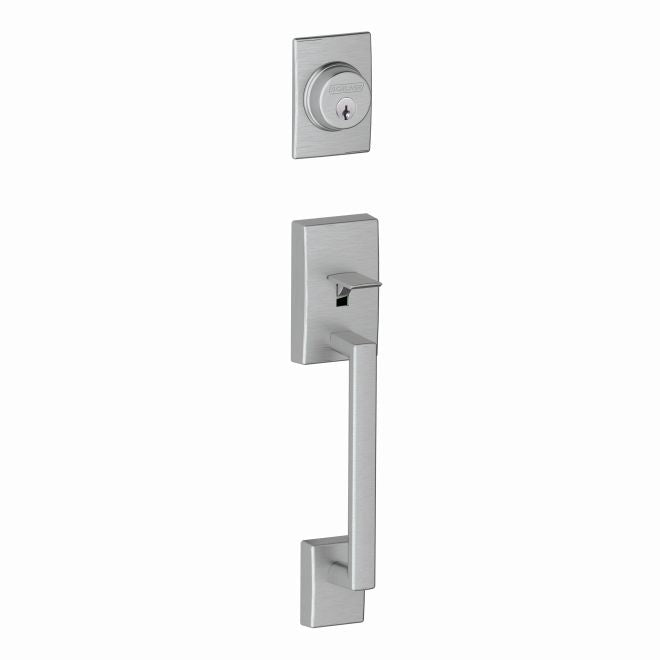 Schlage Century Single Cylinder Exterior Active Handleset Only - Interior Trim Sold Separately in Satin Chrome finish