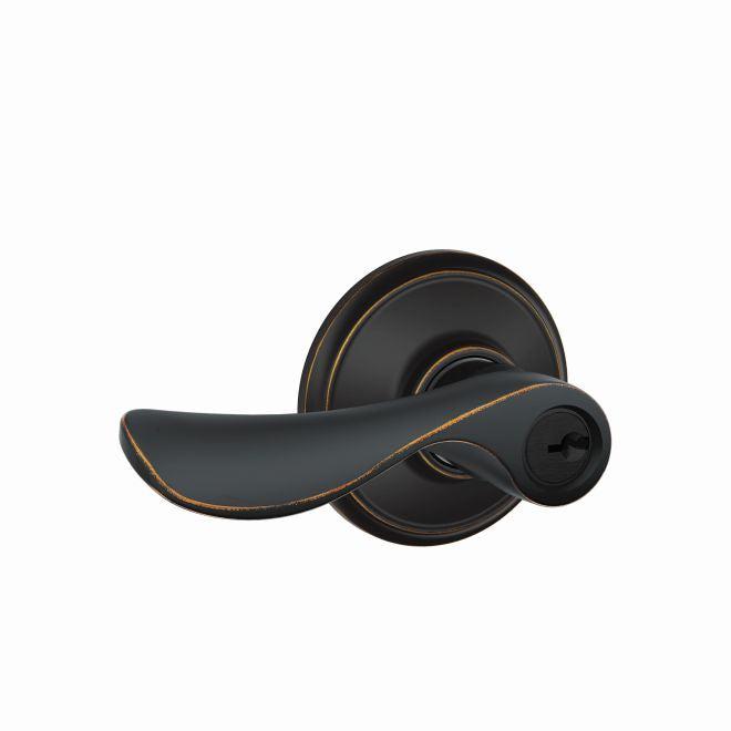 Schlage Champagne Lever Keyed Entry Lock in Aged Bronze finish