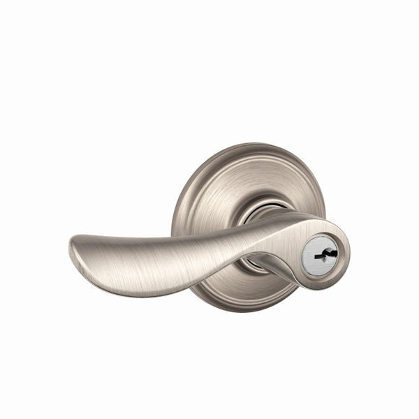 Schlage Champagne Lever Keyed Entry Lock in Satin Nickel finish