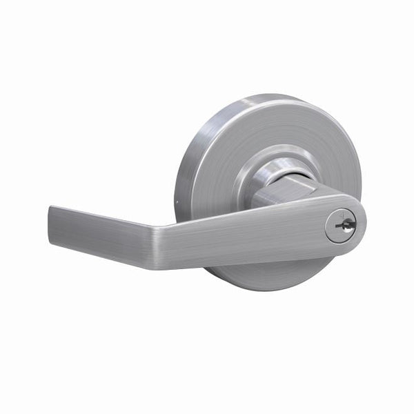 Schlage Commercial ALX Series Grade 2 Classroom Saturn Lever Lock With C Keyway, 47267042 2-3/4" Deadlatch, and 47267101 ANSI Strike in Satin Chrome finish