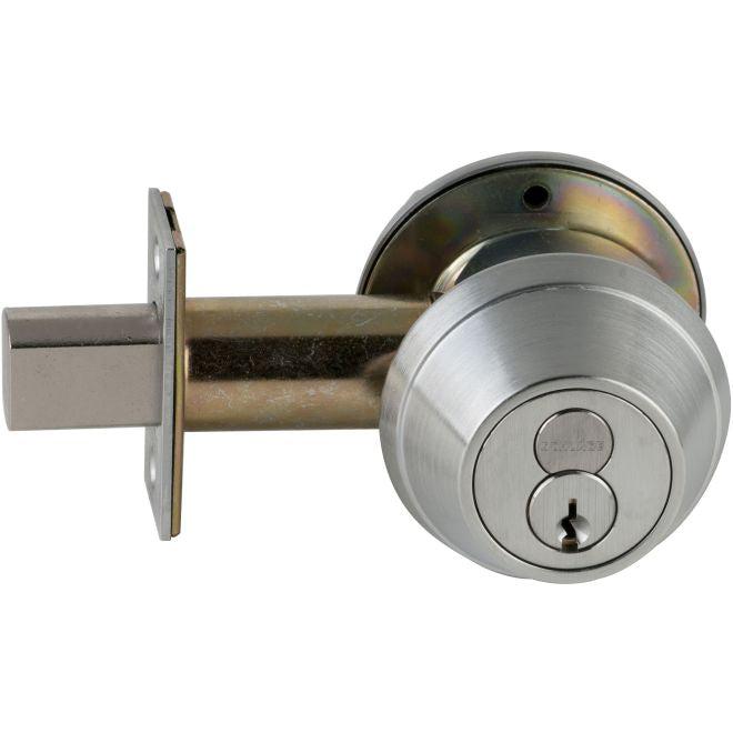 Schlage Commercial Grade 1 Single Cylinder Deadbolt With Large Format Interchangeable Core C Keyway With 12296 Latch and 10094 Strike in Satin Chrome finish