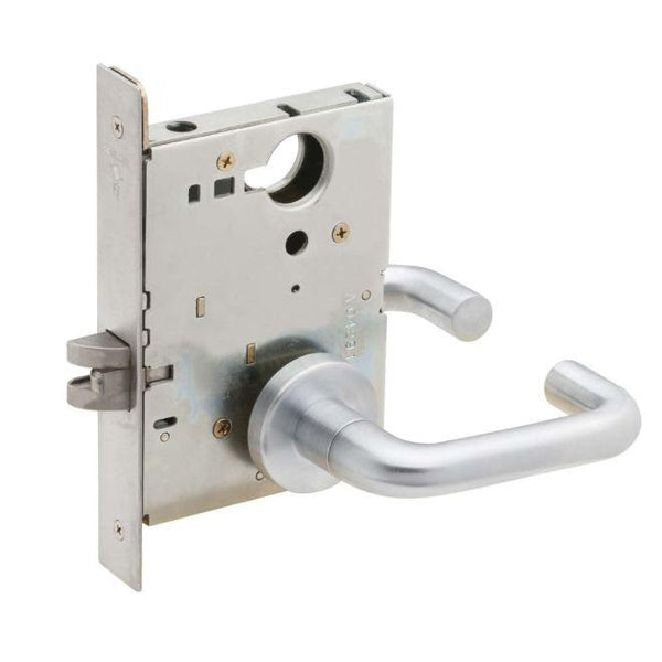 Schlage Commercial Passage Latch Mortise Lock With 03 Lever and A Rosette in Satin Chrome finish