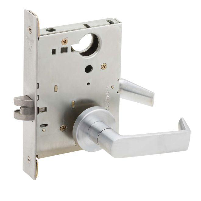 Schlage Commercial Passage Latch Mortise Lock With 06 Lever and A Rosette in Satin Chrome finish