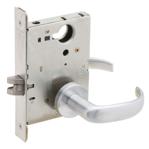 Schlage Commercial Passage Latch Mortise Lock With 17 Lever and A Rosette in Satin Chrome finish