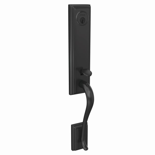 Schlage Custom 3/4 Trim Addison Exterior Active Handleset Only With C Keyway - Interior Trim Sold Separately in Flat Black finish