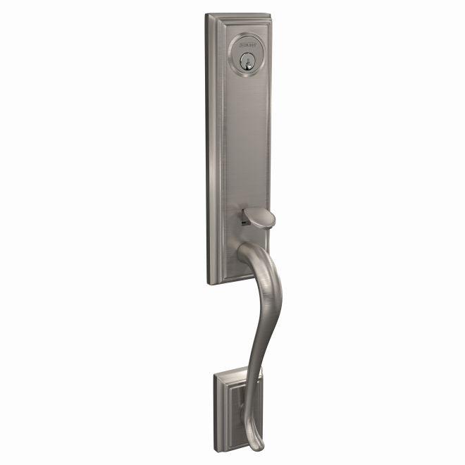 Schlage Custom 3/4 Trim Addison Exterior Active Handleset Only With C Keyway - Interior Trim Sold Separately in Satin Nickel finish