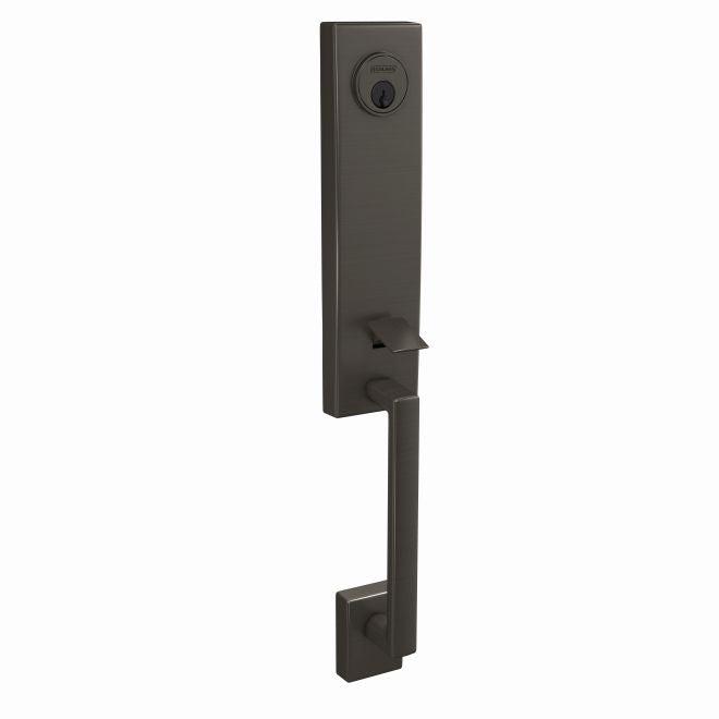 Schlage Custom 3/4 Trim Century Exterior Active Handleset Only With C Keyway - Interior Trim Sold Separately in Black Stainless finish