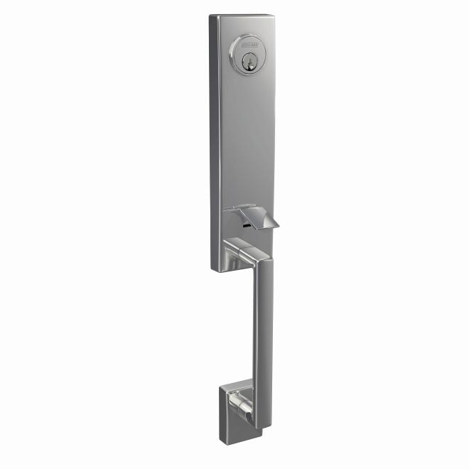 Schlage Custom 3/4 Trim Century Exterior Active Handleset Only With C Keyway - Interior Trim Sold Separately in Bright Chrome finish