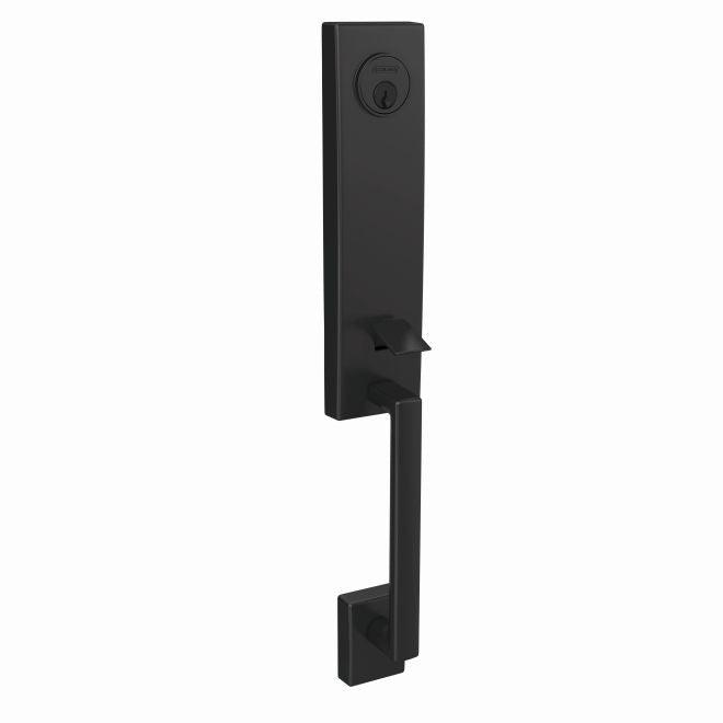 Schlage Custom 3/4 Trim Century Exterior Active Handleset Only With C Keyway - Interior Trim Sold Separately in Flat Black finish