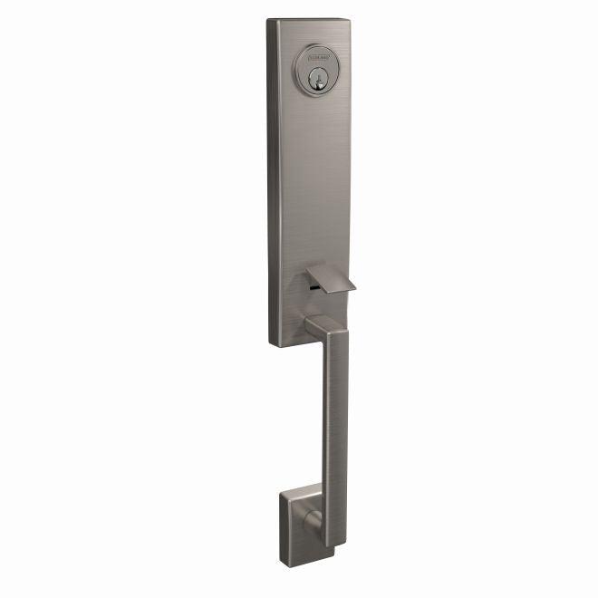 Schlage Custom 3/4 Trim Century Exterior Active Handleset Only With C Keyway - Interior Trim Sold Separately in Satin Nickel finish