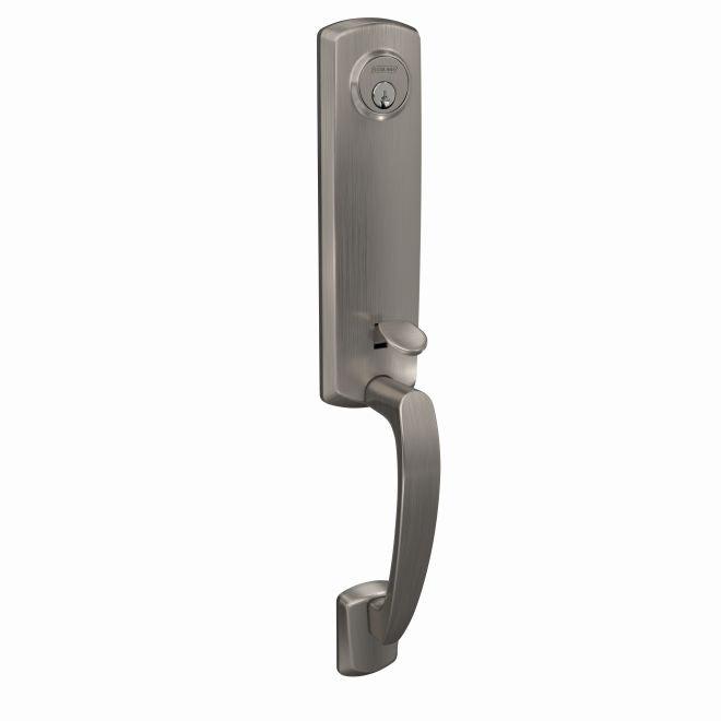 Schlage Custom 3/4 Trim Greenwich Exterior Active Handleset Only With C Keyway - Interior Trim Sold Separately in Satin Nickel finish