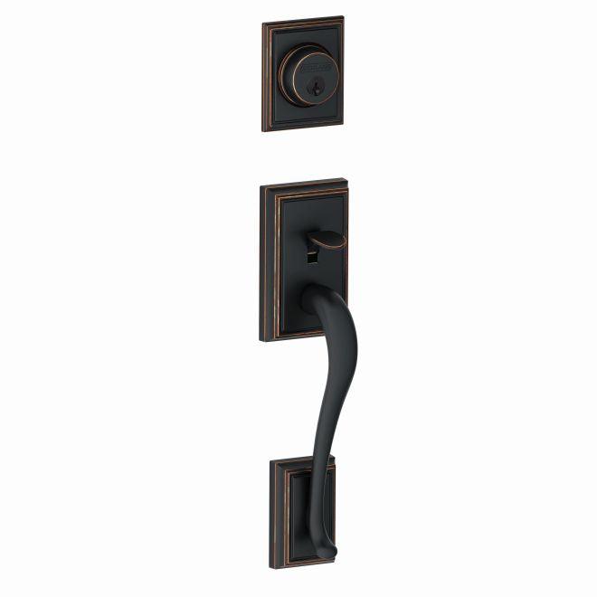 Schlage Custom Addison Dummy Exterior Handleset Only - Interior Trim Sold Separately in Aged Bronze finish