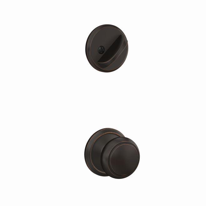 Schlage Custom Andover Knob With Alden Rosette Interior Active Trim - Exterior Handleset Sold Separately in Aged Bronze finish