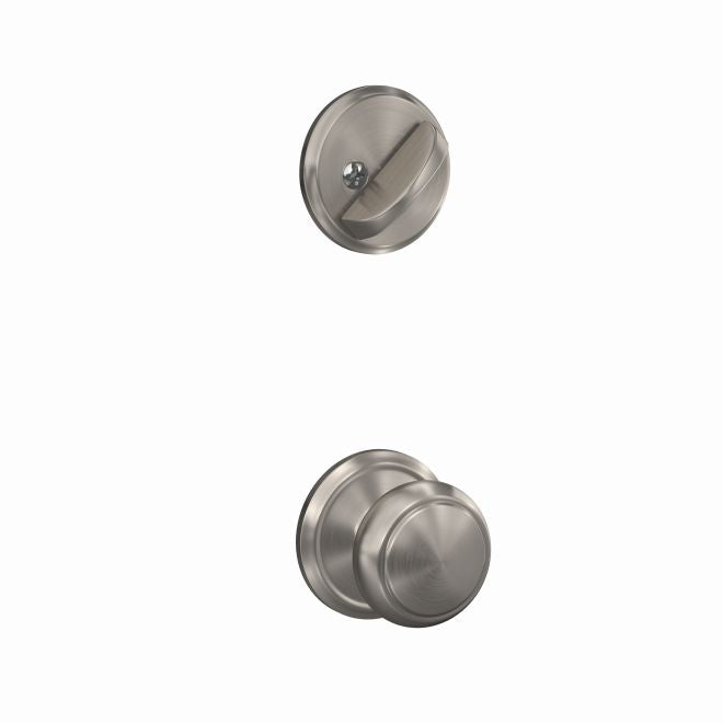 Schlage Custom Andover Knob With Alden Rosette Interior Active Trim - Exterior Handleset Sold Separately in Satin Nickel finish