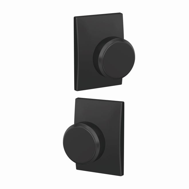 Schlage Custom Bowery Knob With Century Rosette Non Turning Double Dummy Pair in Flat Black finish