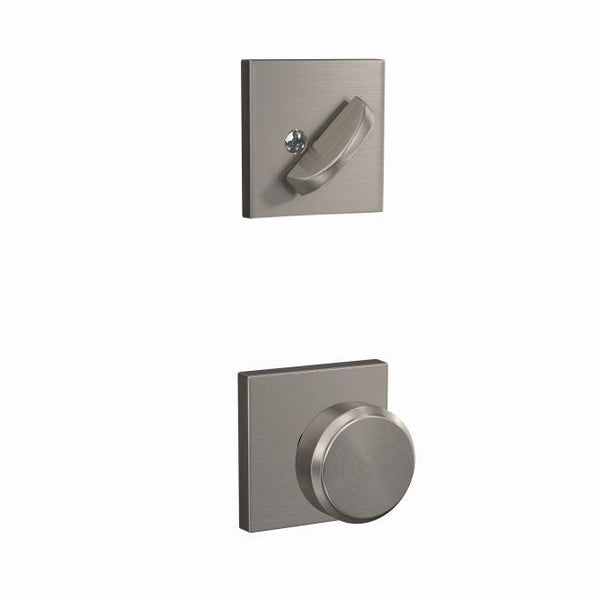 Schlage Custom Bowery Knob With Collins Rosette Interior Active Trim - Exterior Handleset Sold Separately in Satin Nickel finish