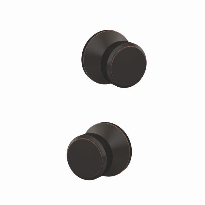 Schlage Custom Bowery Knob With Kinsler Rosette Non Turning Double Dummy Pair in Aged Bronze finish