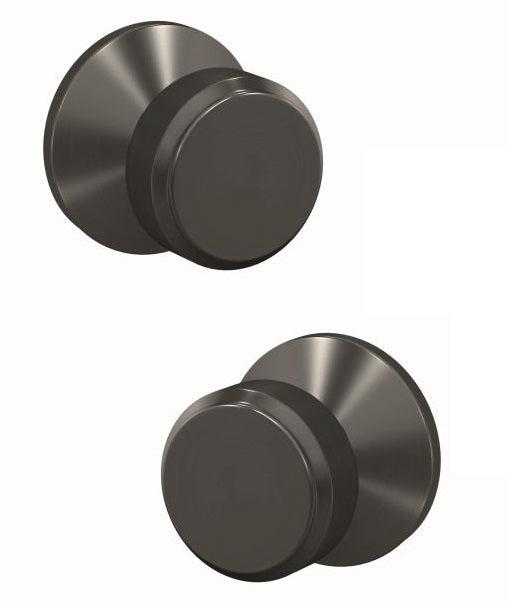 Schlage Custom Bowery Knob With Kinsler Rosette Non Turning Double Dummy Pair in Black Stainless finish