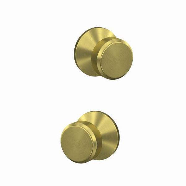 Schlage Custom Bowery Knob With Kinsler Rosette Non Turning Double Dummy Pair in Satin Brass finish