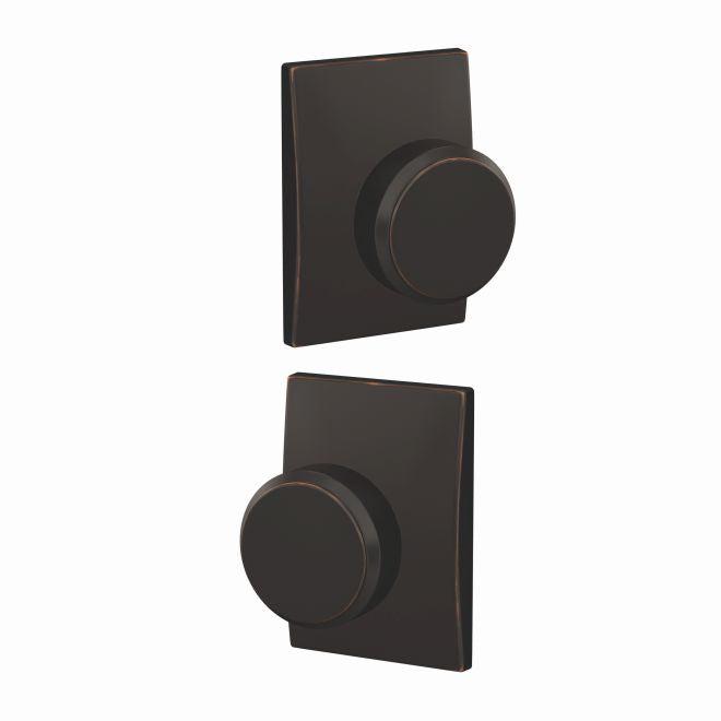 Schlage Custom Bowery Passage and Privacy Knob With Century Rosette in Aged Bronze finish