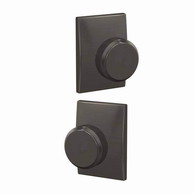 Schlage Custom Bowery Passage and Privacy Knob With Century Rosette in Black Stainless finish