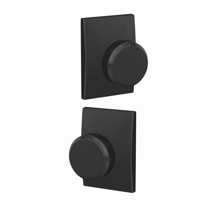 Schlage Custom Bowery Passage and Privacy Knob With Century Rosette in Flat Black finish