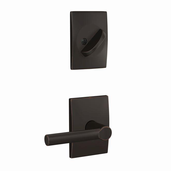 Schlage Custom Broadway Lever With Century Rosette Interior Active Trim - Exterior Handleset Sold Separately in Aged Bronze finish