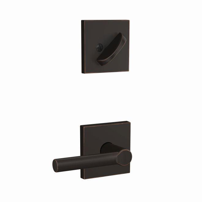 Schlage Custom Broadway Lever With Collins Rosette Interior Active Trim - Exterior Handleset Sold Separately in Aged Bronze finish