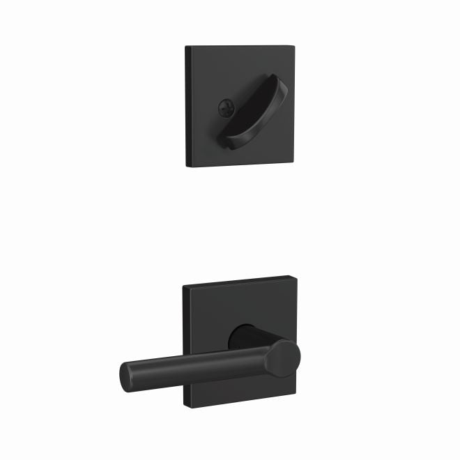 Schlage Custom Broadway Lever With Collins Rosette Interior Active Trim - Exterior Handleset Sold Separately in Flat Black finish