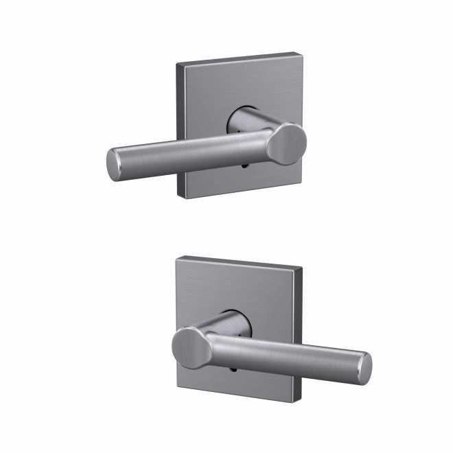 Schlage Custom Broadway Lever With Collins Rosette Non Turning Double Dummy Pair in Satin Chrome finish