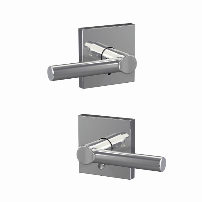 Schlage Custom Broadway Passage and Privacy Lever With Collins Rosette in Bright Chrome finish