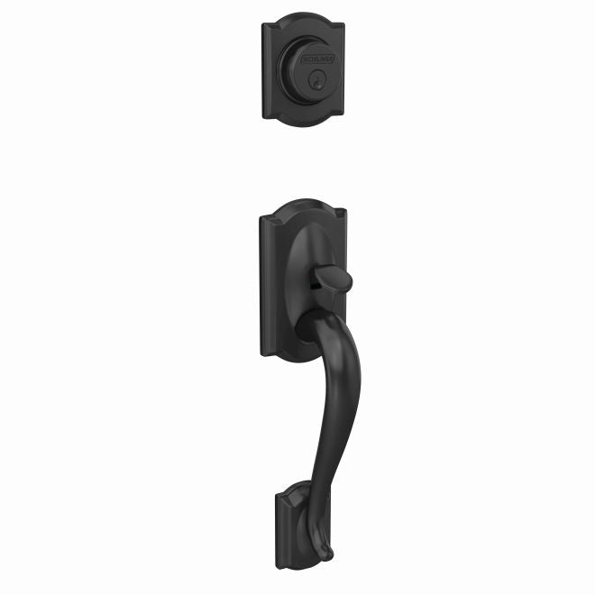 Schlage Custom Camelot Dummy Exterior Handleset Only - Interior Trim Sold Separately in Flat Black finish