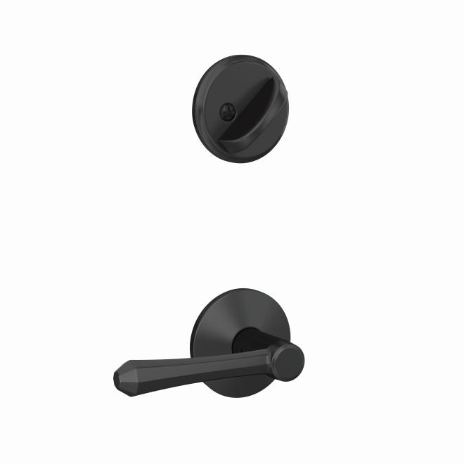 Schlage Custom Dempsey Lever With Kinsler Rosette Interior Active Trim - Exterior Handleset Sold Separately in Flat Black finish