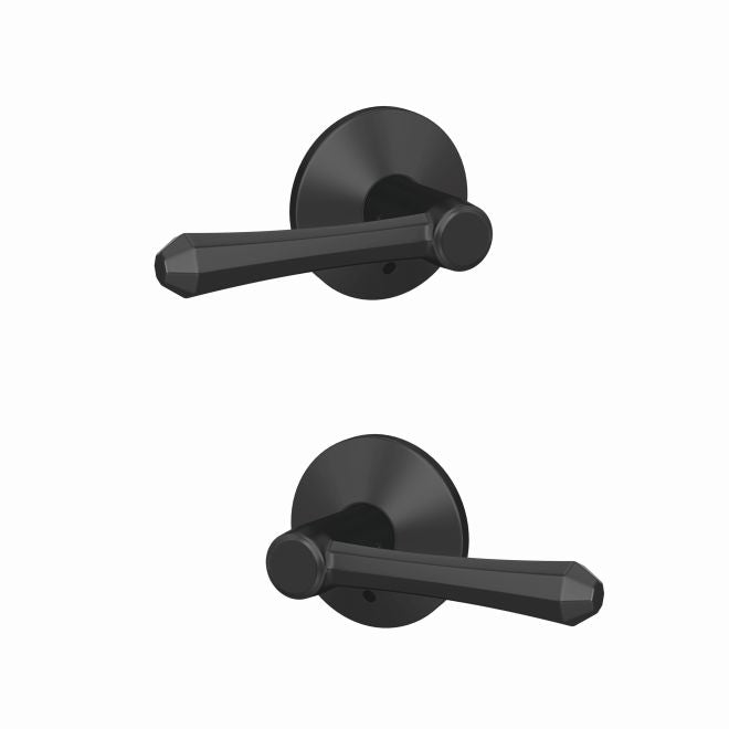 Schlage Custom Dempsey Lever With Kinsler Rosette Non Turning Double Dummy Pair in Flat Black finish