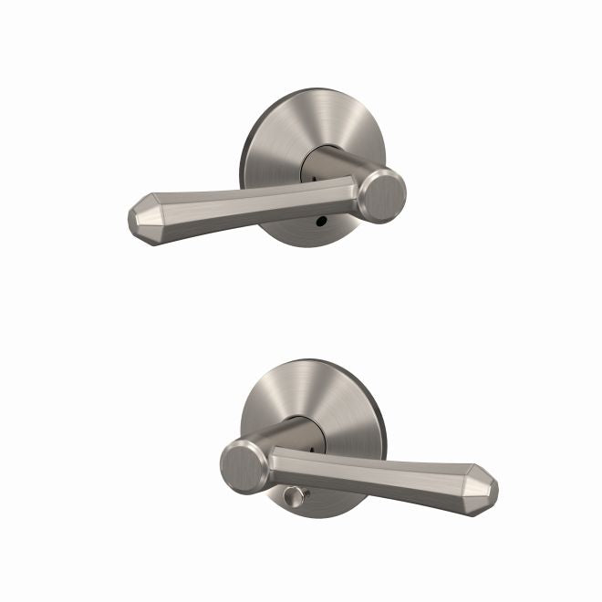 Schlage Custom Dempsey Passage and Privacy Lever With Kinsler Rosette in Satin Nickel finish