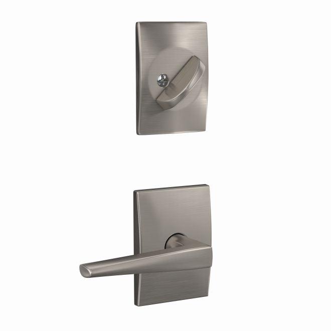 Schlage Custom Eller Lever With Century Rosette Interior Active Trim - Exterior Handleset Sold Separately in Satin Nickel finish