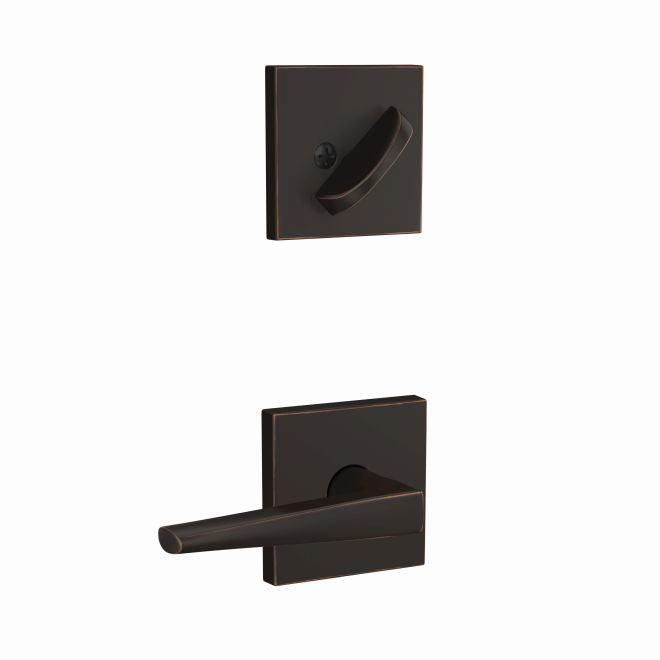 Schlage Custom Eller Lever With Collins Rosette Interior Active Trim - Exterior Handleset Sold Separately in Aged Bronze finish